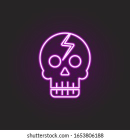 rock, skull, lightning neon style icon. Simple thin line, outline vector of rock and roll icons for ui and ux, website or mobile application