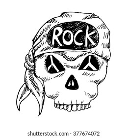 Rock skull. Sketchy style.