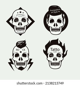 rock skull vintage logo collection set vector