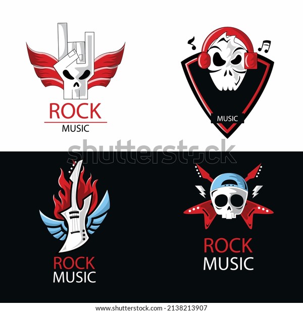 Rock Skull Vintage Logo Collection Set Stock Vector (Royalty Free ...