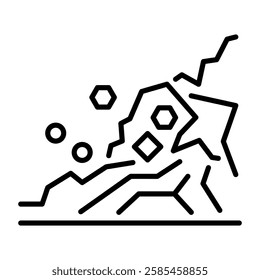 Rock slide icon in linear style 