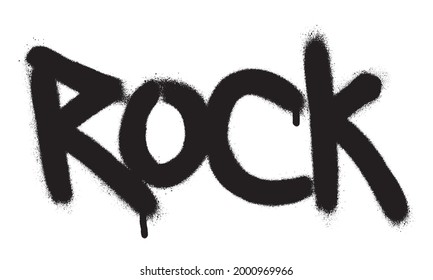 ROCK. Spray paint graffiti tag quote. White background.