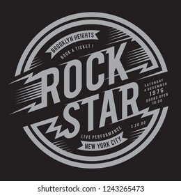 Rock star Brooklyn typography, tee shirt graphics, vectors