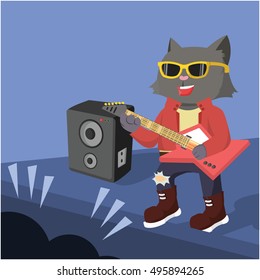 rock star cat guitarist concert