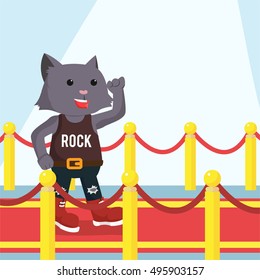 rock star cat on red carpet