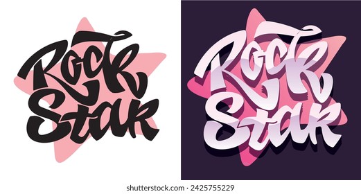 Rock star - cute hand drawn doodle lettering print. 100% vector image.