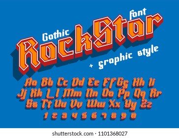 Rock Star - Decorative Modern Font With Graphic Style. Trendy Alphabet Letters For Logo, Branding. Vector Illustration