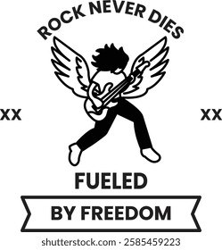 A rock star is depicted in a poster with the words in the style of sign illustrations