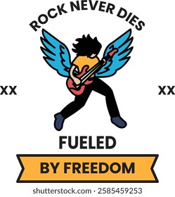 A rock star is depicted in a poster with the words in the style of sign illustrations