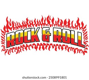 Rock star design. Rock and roll graphic print design for apparel, stickers, posters and background. Fire with thunder.