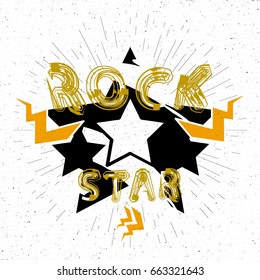 Rock Star Design Tshirt Grunge Background Stock Vector (Royalty Free ...