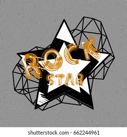 Rock star design for t-shirt. Vector Illustration.