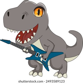 Estrella de Rock dino tocando guitar cool dinosaur