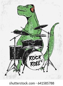 Rock Star Dinosaur Illustration For Kid T Shirt And Other Uses