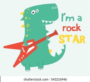 rock star dinosaur vector illustration.T-shirt graphics for kids vector illustration