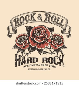 Estrela de rock. Águia e flor rebelde rock tour projeto gráfico de impressão. Faça um design de arte de rock and roll de ruído. meninos e meninas vetorizam o design de camisa.