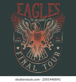 Rock star. Eagle rebel rock tour graphic print design. Make some noise rock and roll artwork design. boys and girls vector t shirt design. poster artwork for apparel, poster, background, and others.