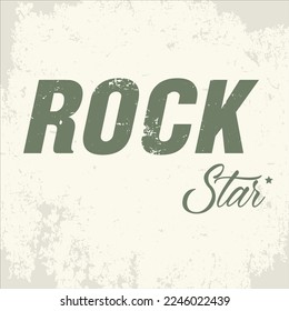 Rock star emblem, t-shirt vintage print, rock musician logo