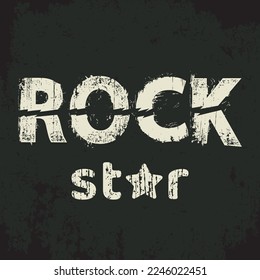 Rock star emblem, t-shirt vintage print, rock musician logo