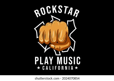 rock star with fist illustration typography design