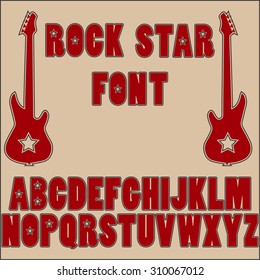 Rock star font with two guitars