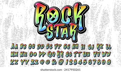 Rock Star Graffiti alphabet rainbow color