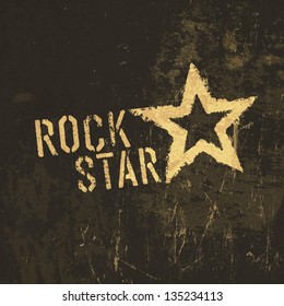 Rock star grunge icon. With stained texture, vector