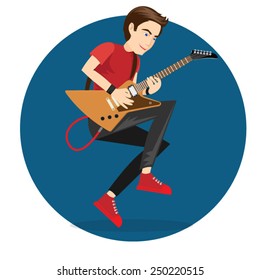 Rock Star Guitarist Performance in vector