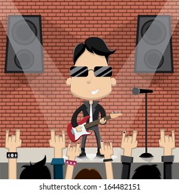 Rock star guy character design. Vector