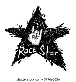 Rock star. Hand drawing illustration.