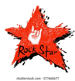 Rock star. Hand drawing illustration.