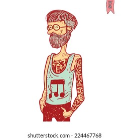 Rock star, hand drawn illustration.