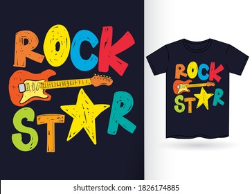 Rock star hand drawn typography for t shirt