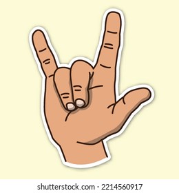 rock star hand poses, editable cartoon style sticker vector