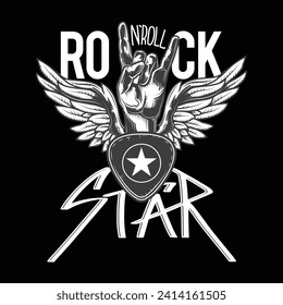 rock star illustrations with patches for t-shirts and other uses