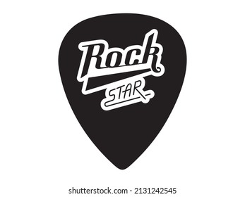 Rock Star lettering. Guitar signature pick design