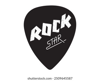 Rock Star lettering. Guitar signature pick design