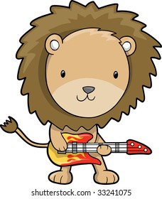 Rock Star Lion Vector Illustration