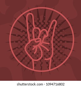 Rock Star Live To Rock Vector Design With Devil Horn Hand Gesture.