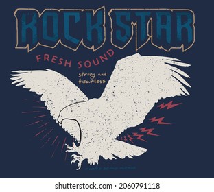 Rock star logo design for apparel and others. Eagle graphic artwork for t shirt.