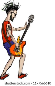 The rock star man playing guitar