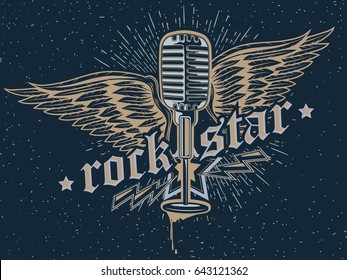 Rock star microphone emblem