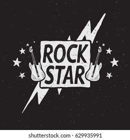 rock star music grunge label.Prints t-shirts design