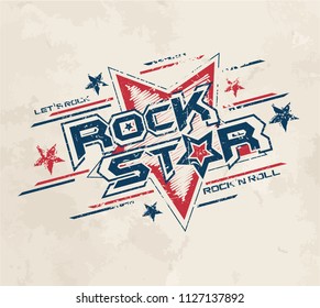 Rock Star Music. T-shirt slogan print poster vector illustration