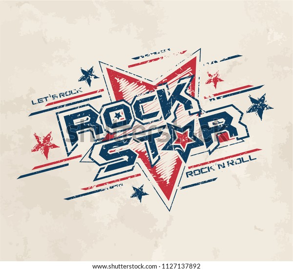 Rock Star Music Tshirt Slogan Print Stock Vector (Royalty Free) 1127137892