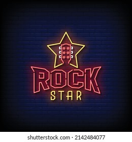 Rock Star Neon Signs Style Text Vector