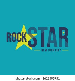 Rock star new york city typography t-shirt print poster vector illustration