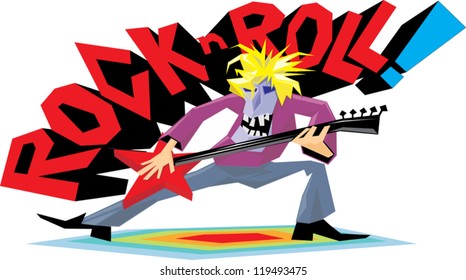 rock star playing on guitar