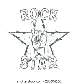 Rock star, print for t-shirt graphic. Vector illustration.