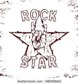 Rock star, print for t-shirt graphic. Vector illustration.